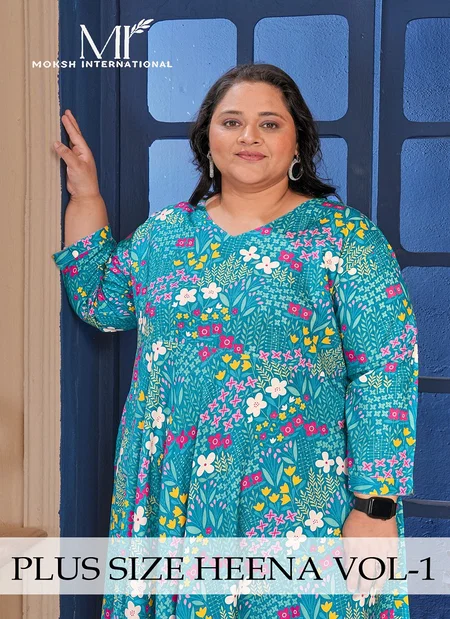 Plus Size Heena Vol 1 By Moksh Rayon Printed Kurtis